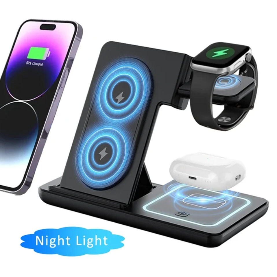 Wireless Charger 3 In 1 - Lampe LED de nuit 3 en