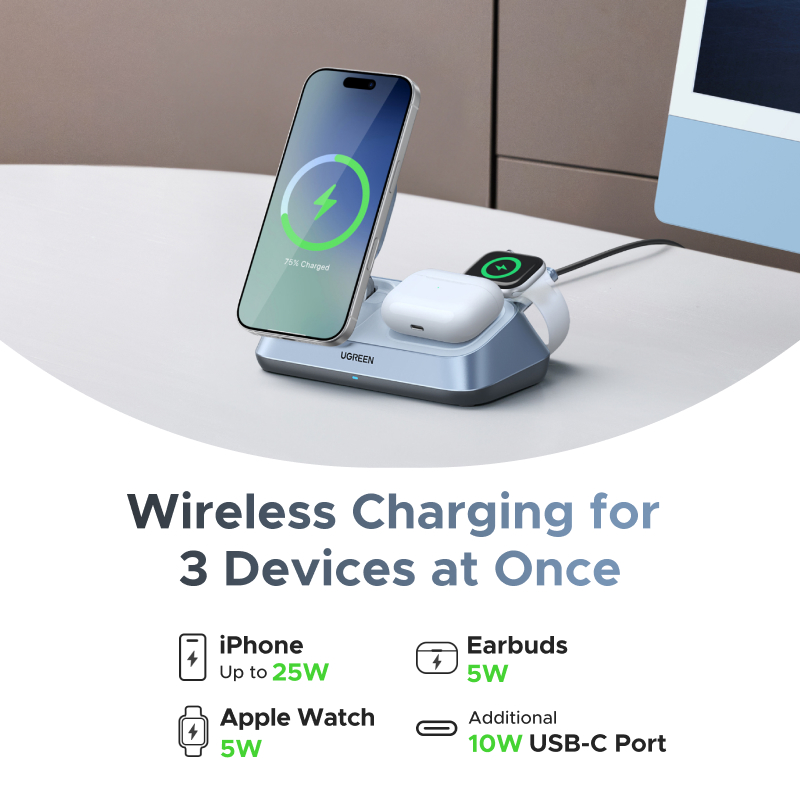 UGREEN Qi2 25W MAX support de  - Wireless Charger 3 In 1 avis et prix