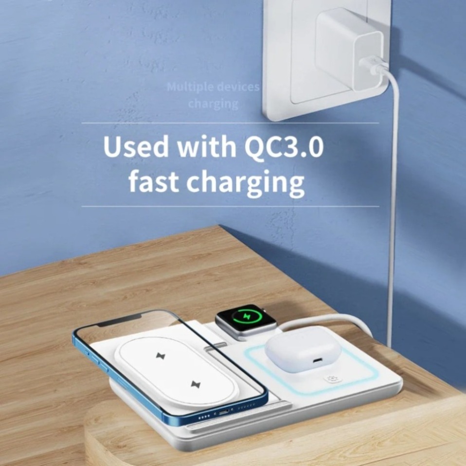 Lampe LED de nuit 3 en 1, char - Wireless Charger 3 In 1 avis et prix