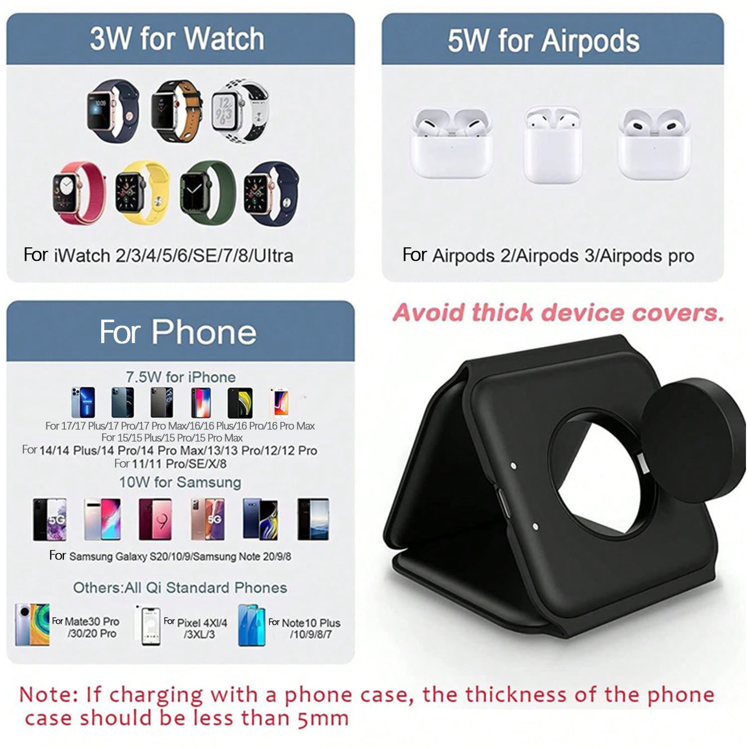 Station de charge sans fil 3 e - Wireless Charger 3 In 1 avis et prix